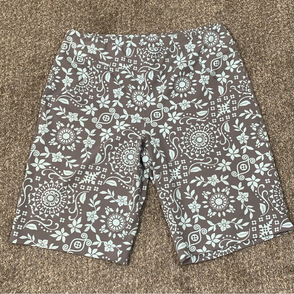 Athleta Brown and White Patterned Bike Shorts